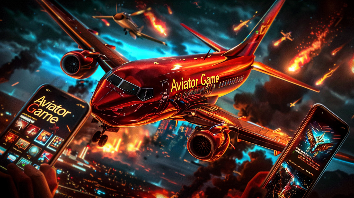 A red jet flying over a city in EK222 Aviator, showing the game’s thrill.
